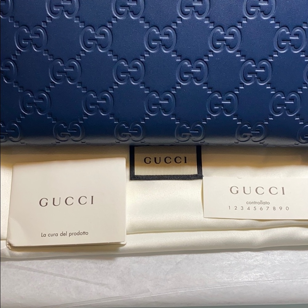 Gucci Guccissima Signature Continental Wallet Blue - Picture 2 of 8